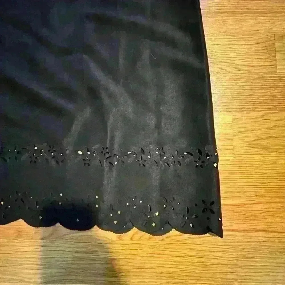 J Jill Vintage faux-suede long black midi skirt with cut out detailing - Picture 5 of 6